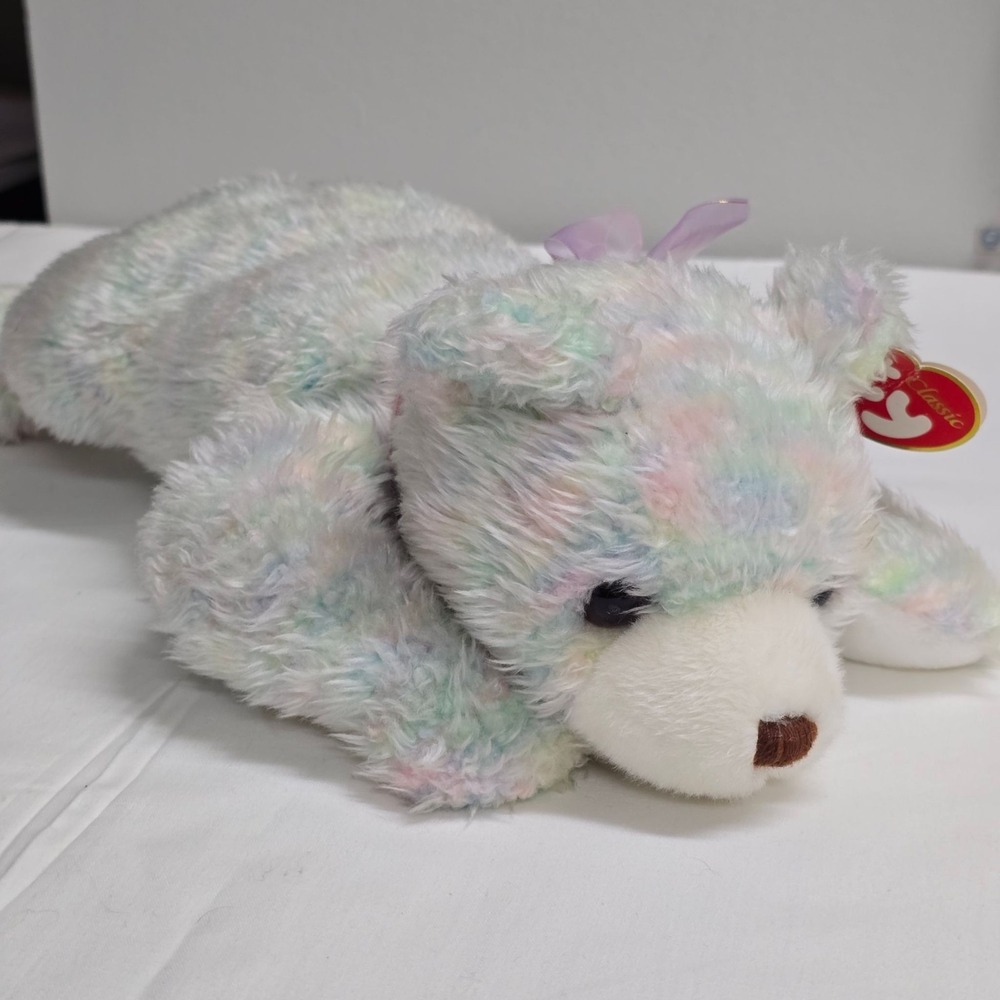 Ty‎ Beanie Baby Gumdrop Bear Plush 13in Pastel Multicolor Stuffed with Bow Tag